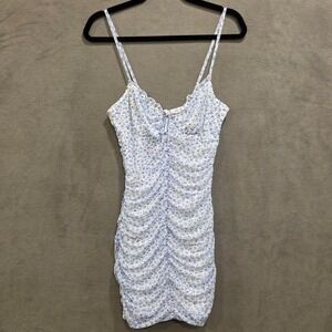HM Divided Floral Ruched Mini Dress‎ Women Size Small Mesh Overlay Dainty